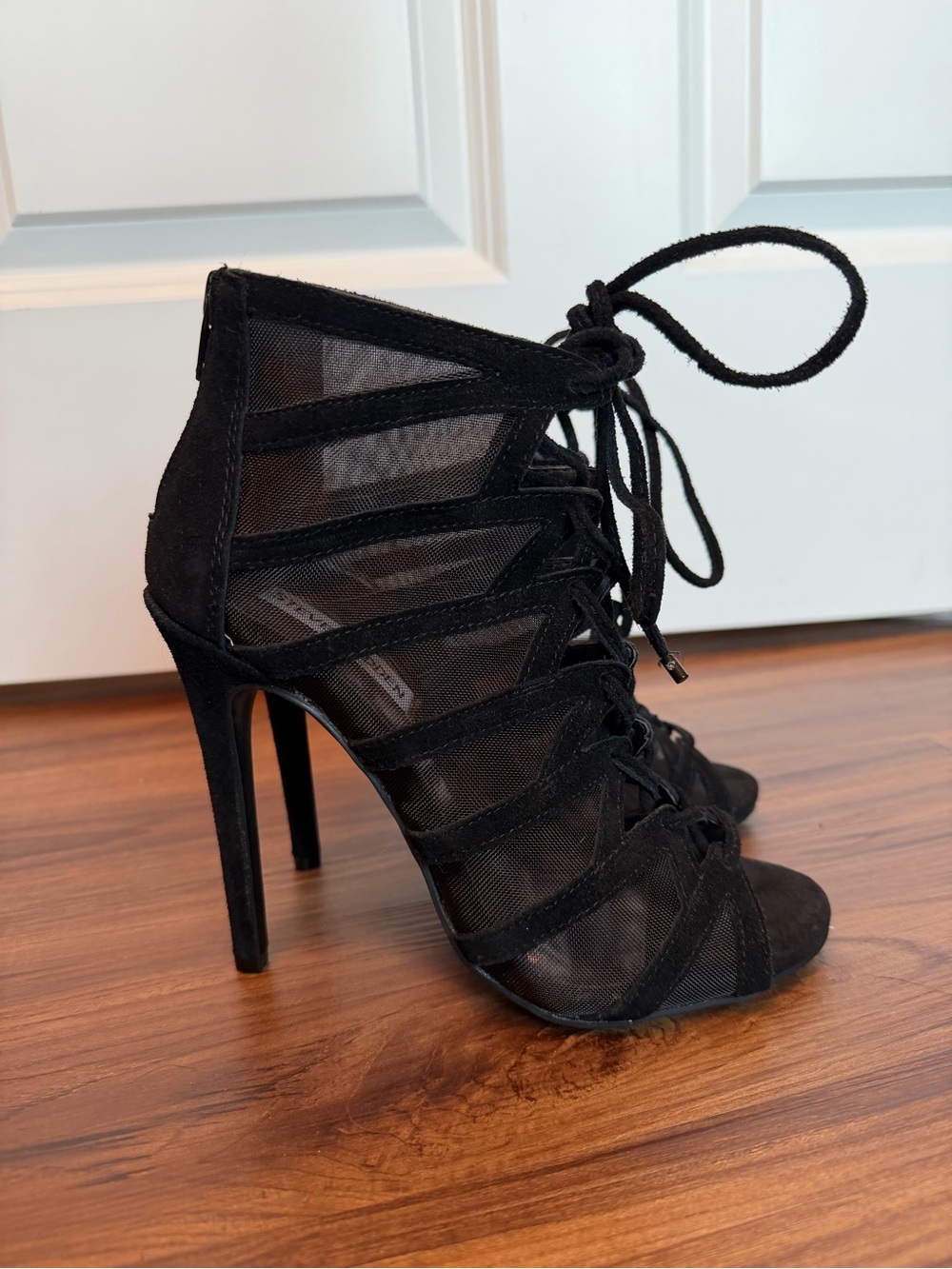 Steve Madden Black Lace-Up Heels